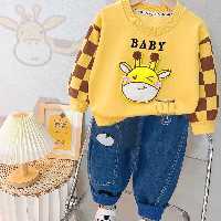 ست بلوز  و شلوار  جین اسپورت بچگانه وارداتی کیفیت عالی جنس بلوز نخ پنبه لاکرا عالی شلوار جین باکیفیت 