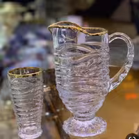 پارچ لیوان بامبو لب طلا