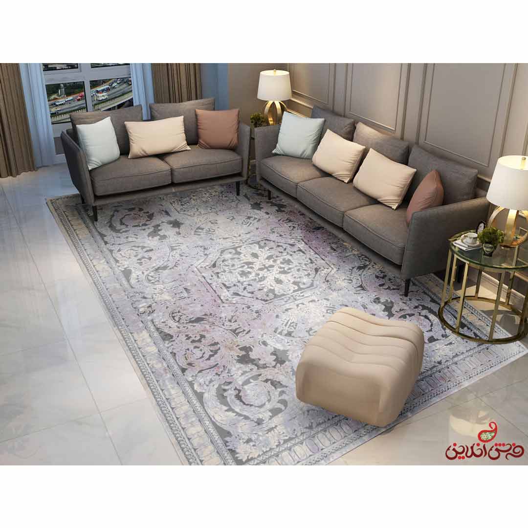 فرش ماشینی کالرفول سیلور کد1428