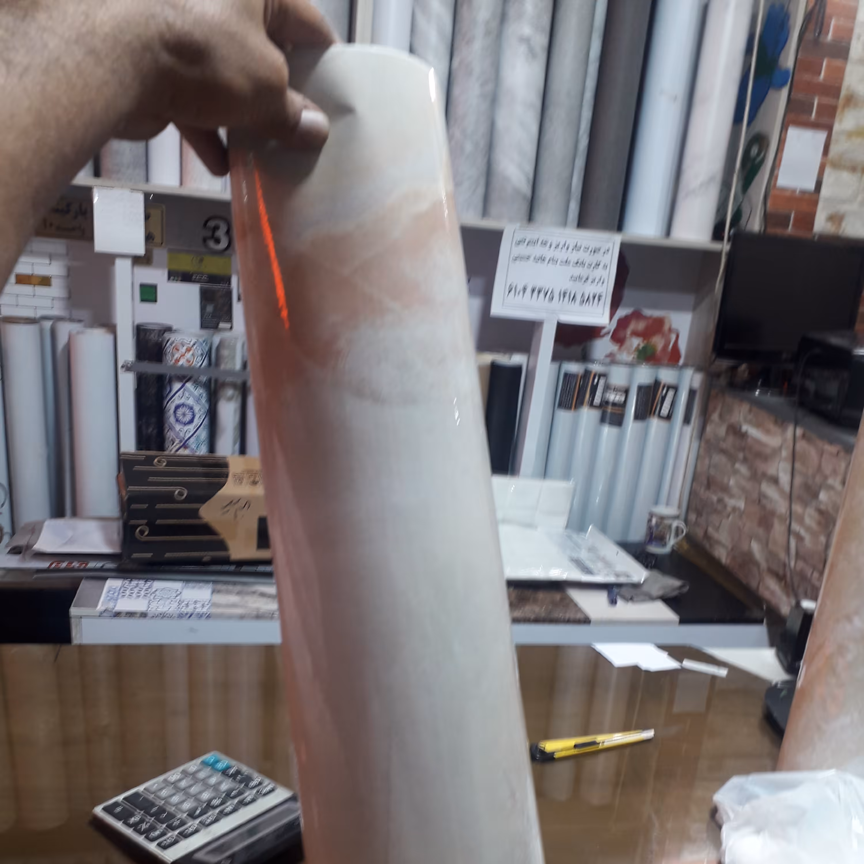 برچسب استیکر طرح سنگ مر مر کرم کاشی آشپزخانه حمام سرویس بهداشتی 