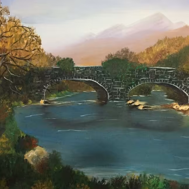 تابلونقاشی رنگ روغن پل قدیمی