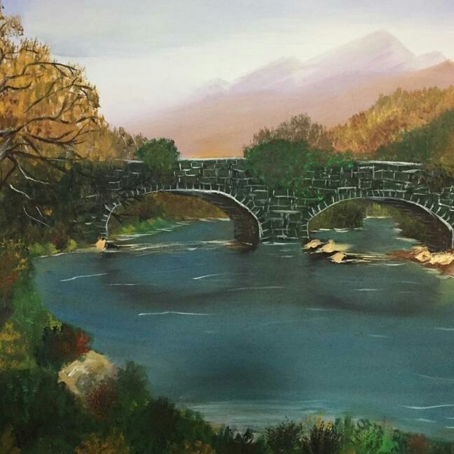 تابلونقاشی رنگ روغن پل قدیمی