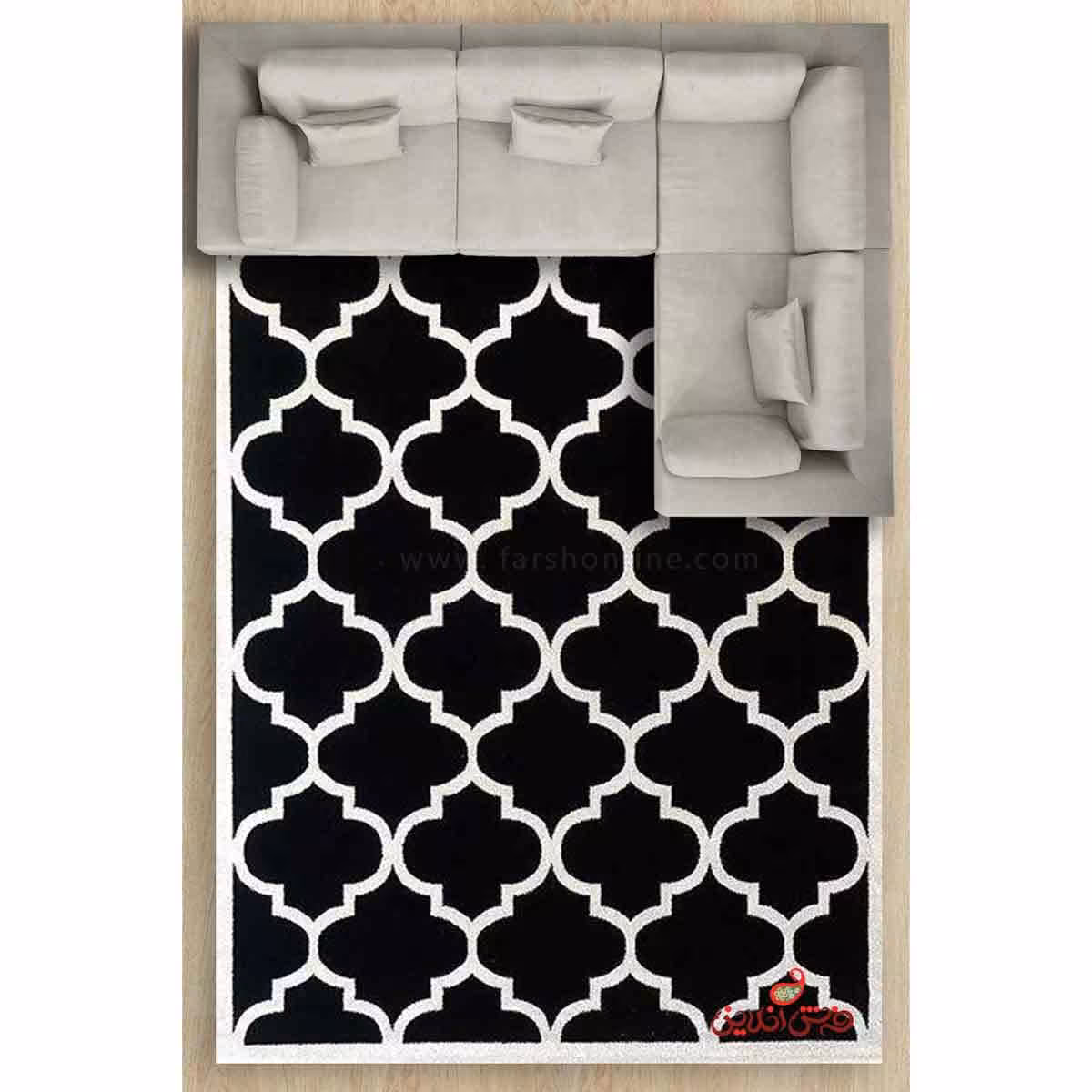 فرش  ماشینی ساوین کد 4045 طرح  مراکشی رنگ مشکی