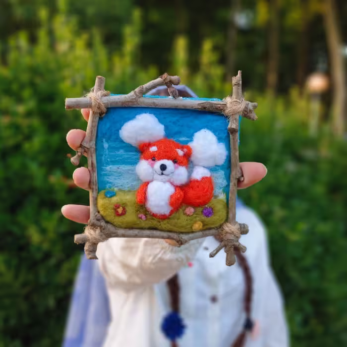 تابلوی کچه ای عروسکی روباه 10 سانتی متری