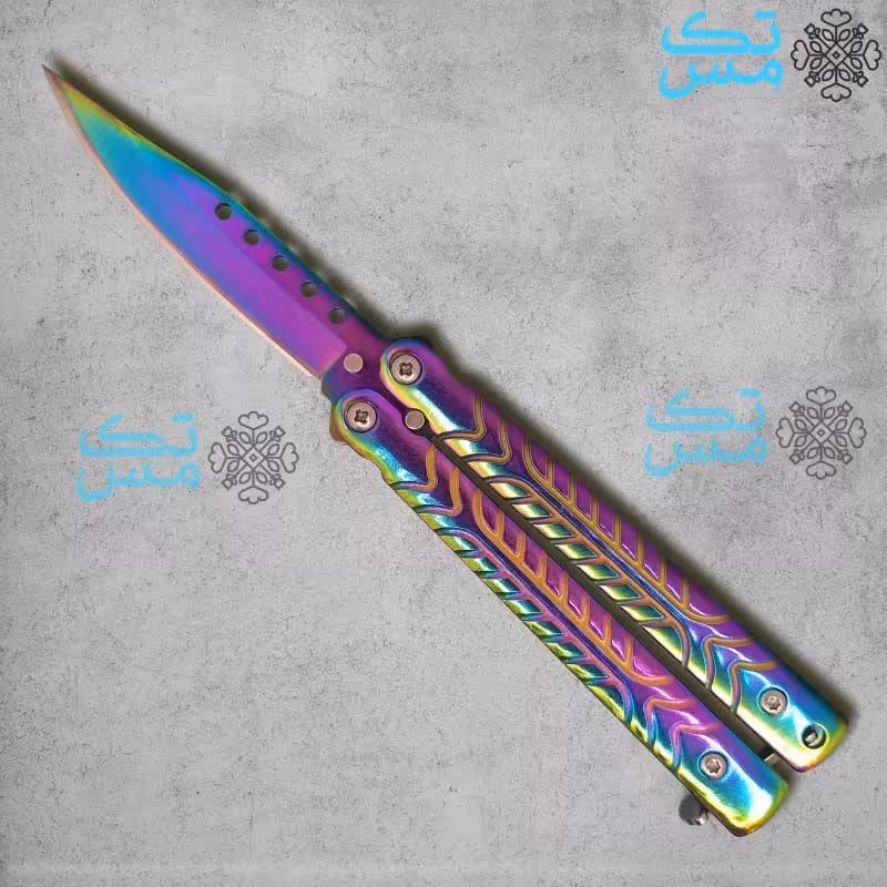 چاقوی پروانه ای هفت رنگ سایز کوچک 002 butterfly knife