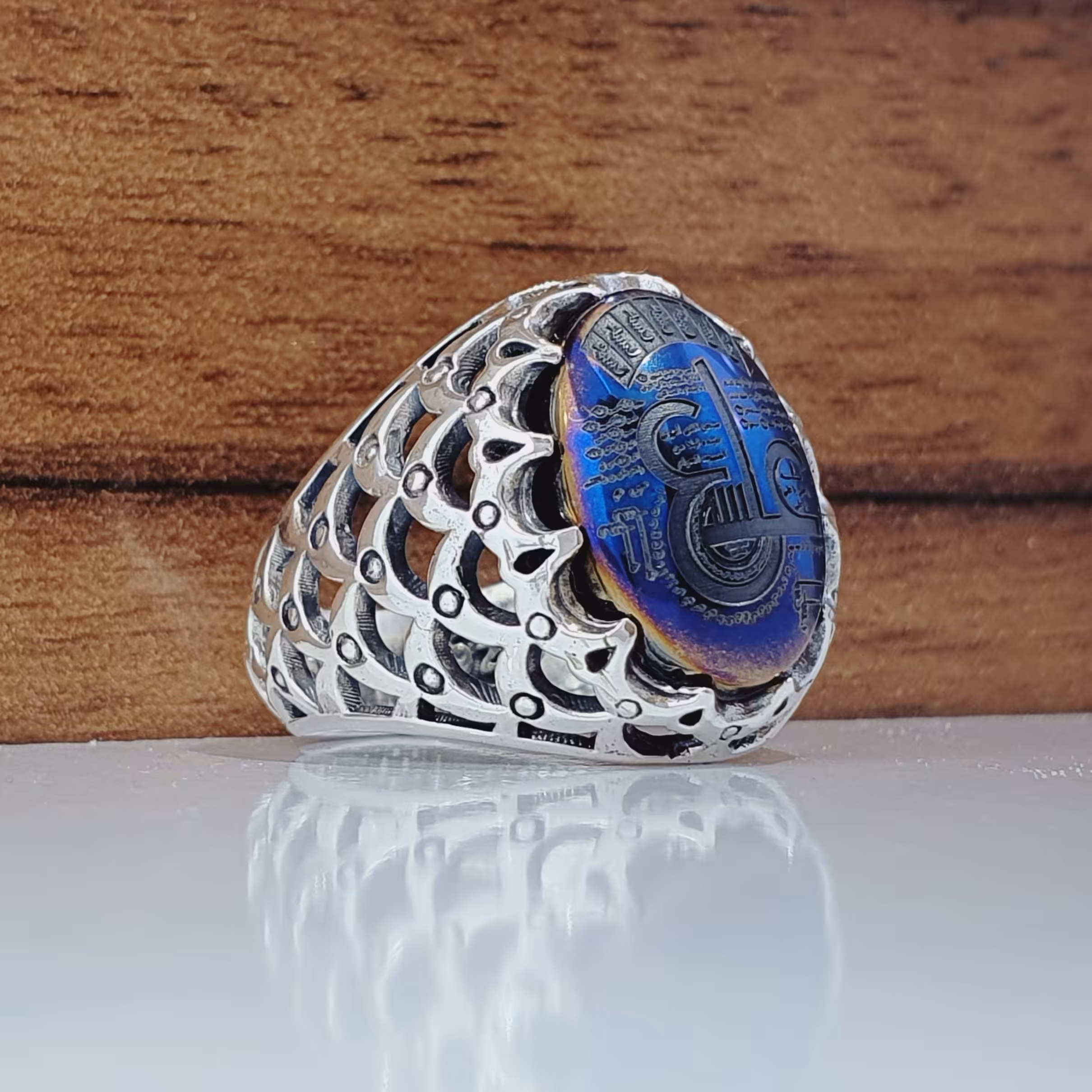 انگشتر مردانه حدید عین علی هفت رنگ (کد 1104)