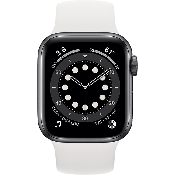 سری 6 آلومینیوم 40 میلیمتری زنانه قاب خاکستری با بند سولو لوپ سفید - Hiapple.ir