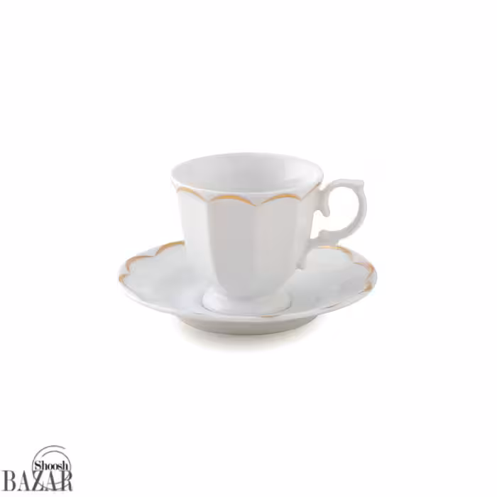 ست فنجان و نعلبکی چینی زرین مدل نارسیس طلایی سری نئوکلاسیک