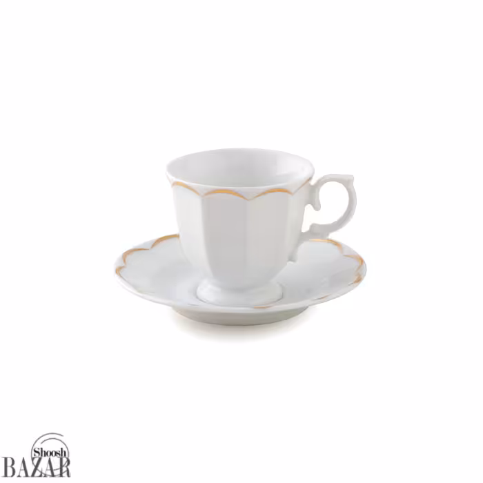 ست فنجان و نعلبکی چینی زرین مدل نارسیس طلایی سری نئوکلاسیک