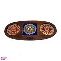 زیرلیوانی چوب و سفال ستاره زعفرانیه مدل همراز کد 22
