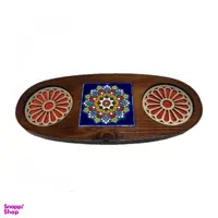زیرلیوانی چوب و سفال ستاره زعفرانیه مدل همراز کد 22