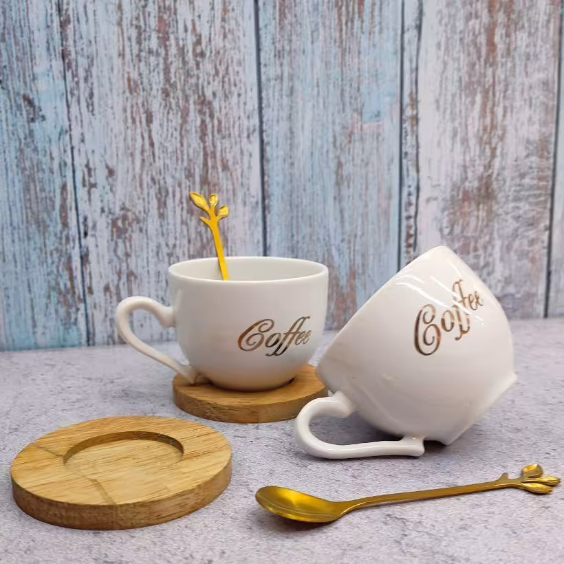 ماگ دسر خوری زیره دار درب چوبی