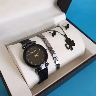 ساعت مچی زنانه و دخترانه والار مشکی WALAR