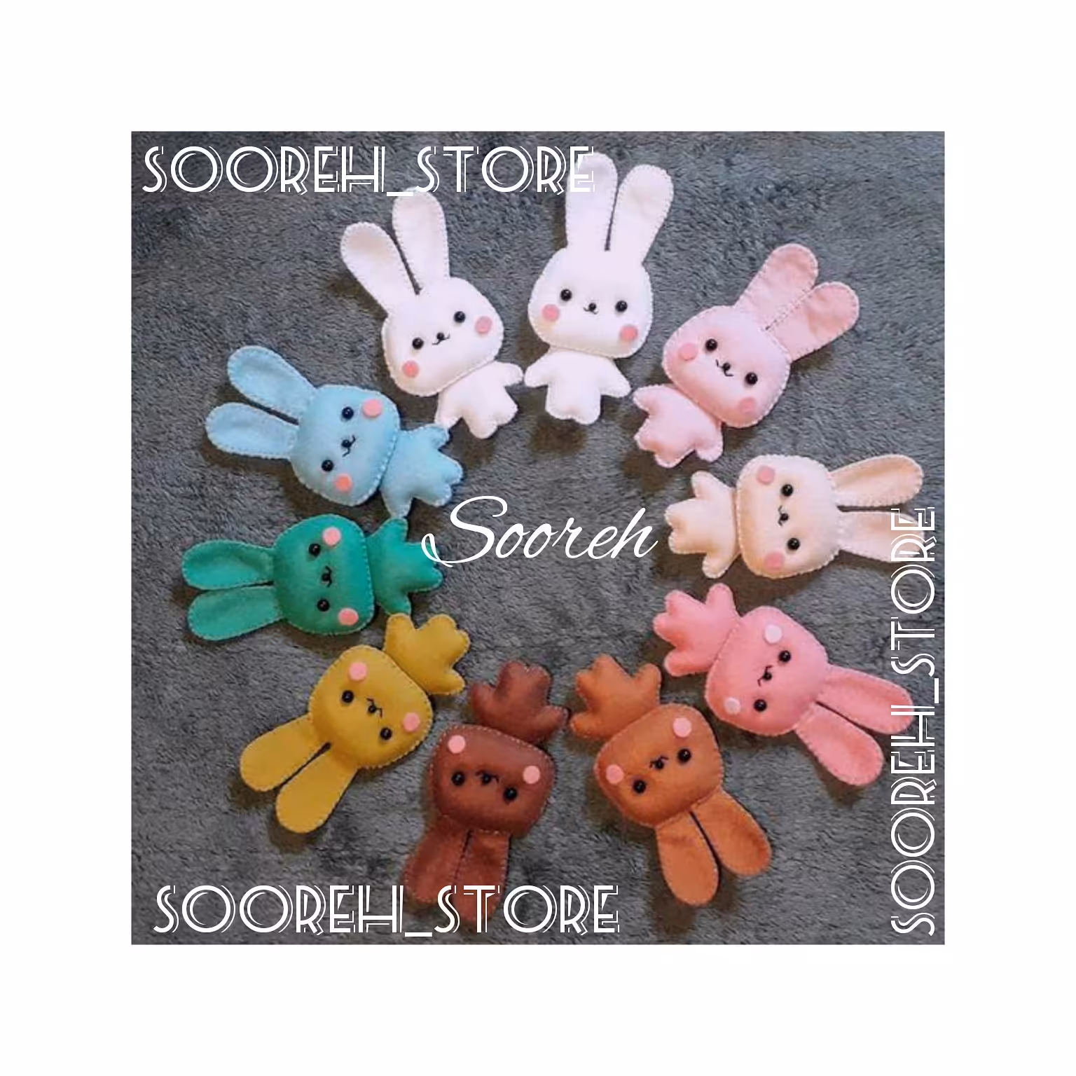 عروسک خرگوش نمدی(رنگ دلخواه شما)