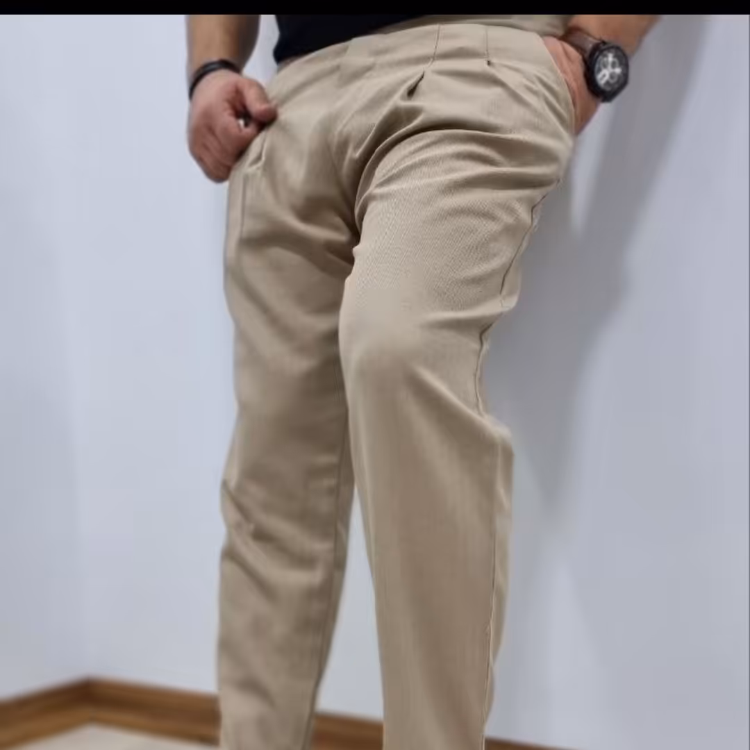 شلوار پارچه ای اسپرت پسرانه دمپا پاکتی کمر کش در سه رنگ کرم و طوسی و زغالی در چهار سایز  با قد 95 