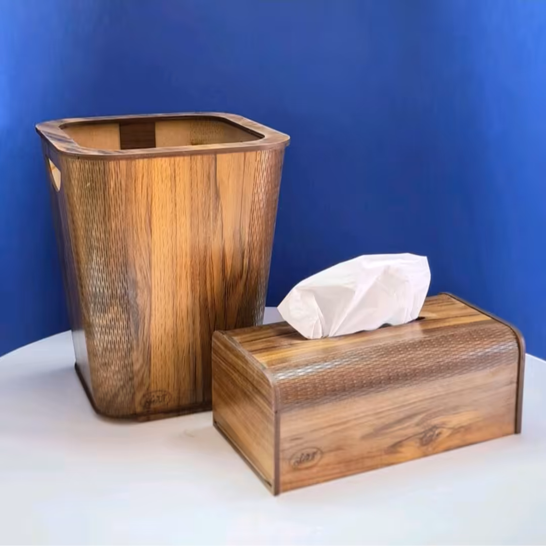 سطل وجادستمال کاغذی چوبی