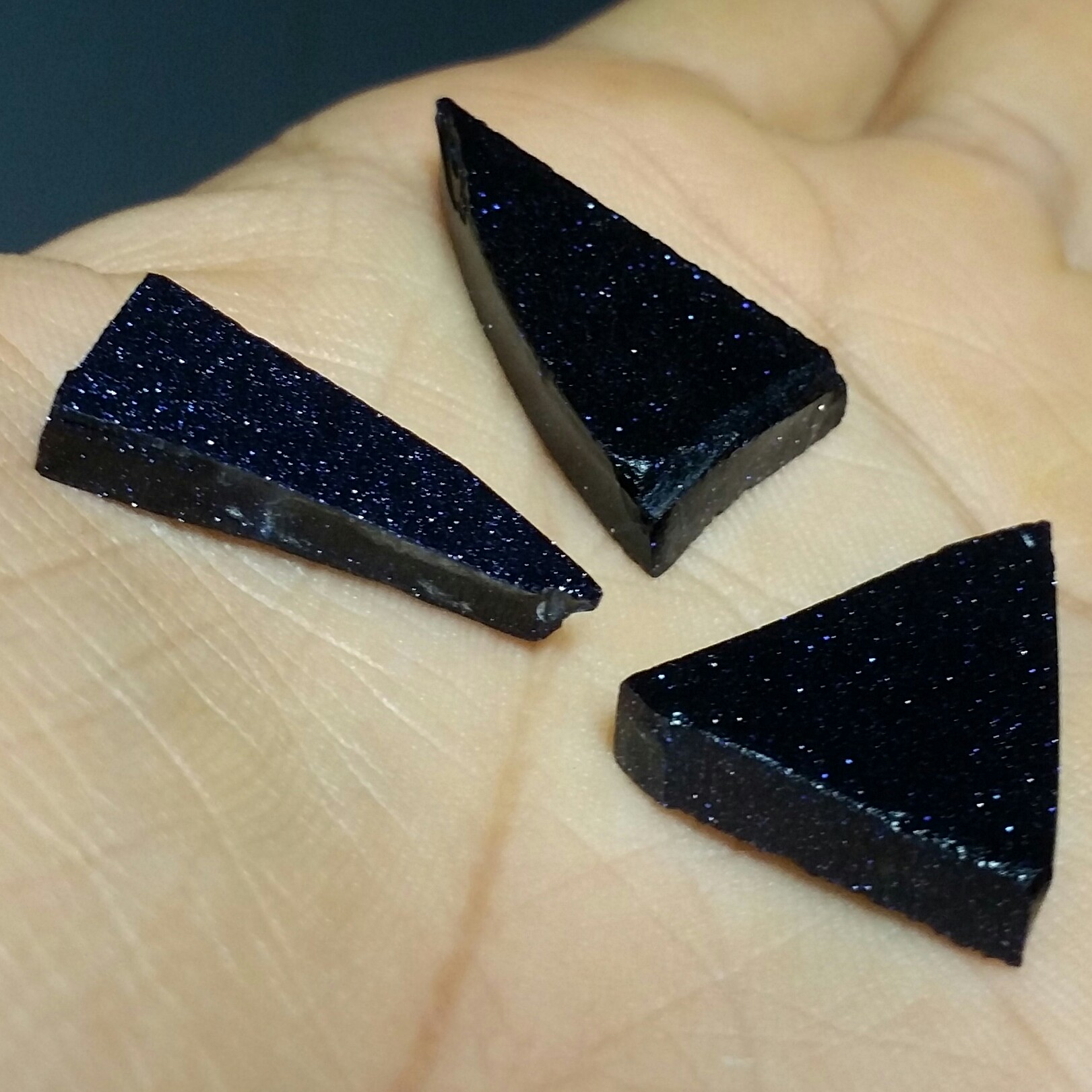 پک سه عددی اسلایس سنگ راف دلربا سورمه ای با تلالوئی کهکشانی و بی نظیر حبه شده کد 10908