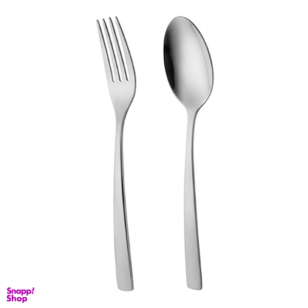 قاشق و چنگال غذاخوری ناب استیل مدل فلورانس براق کد1 بسته 12عددی