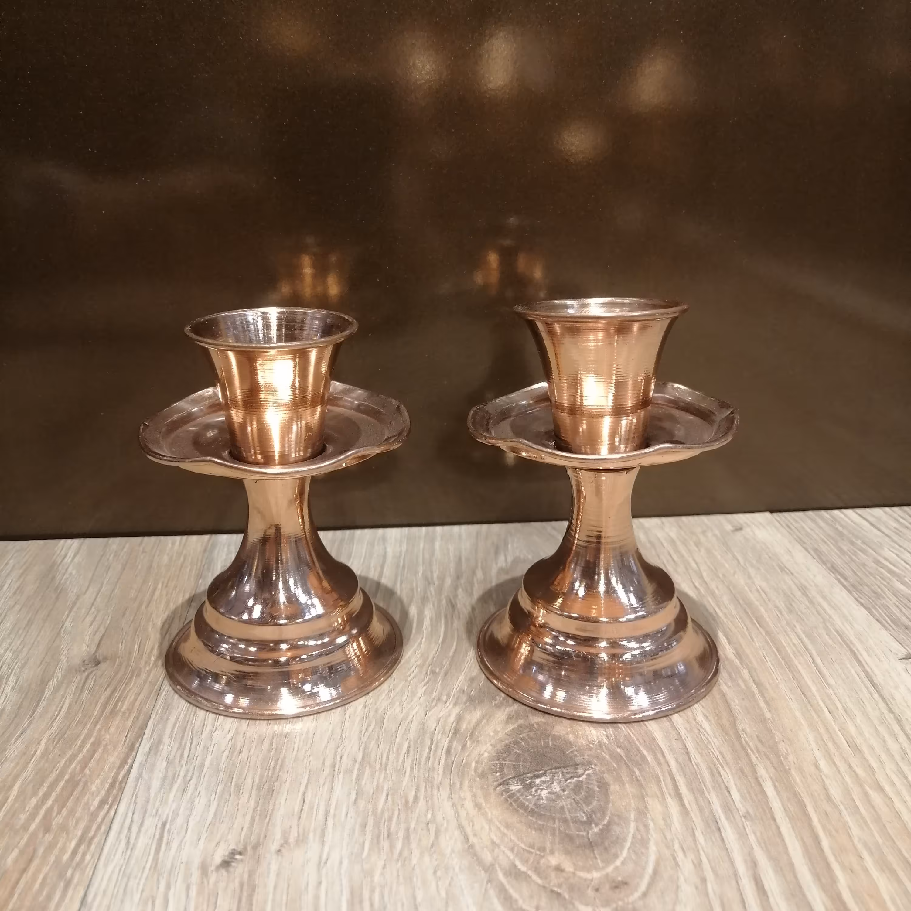 جا شمعی پایه دار لبه دالبری مسی