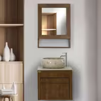 روشویی کابینتی لیزا طرح چوب سایز 50 همراه آینه