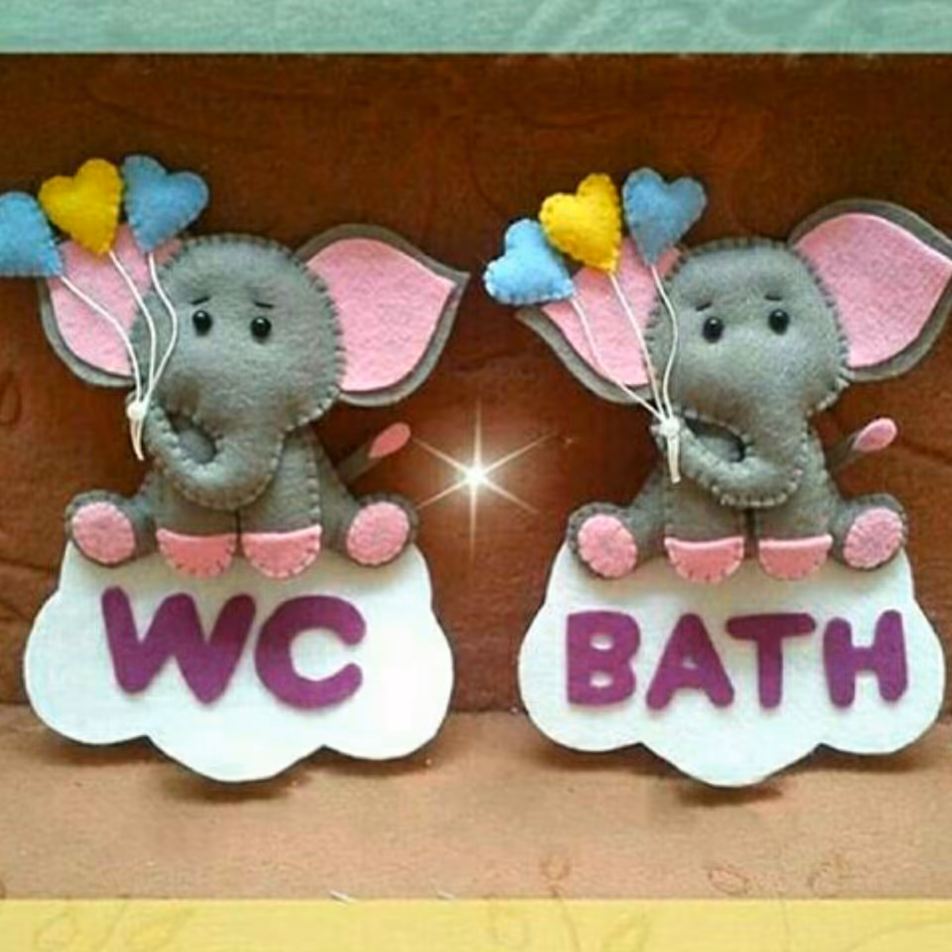 ست نشانگر حمام و دستشویی نمدی طرح فیل  شیک و خاص