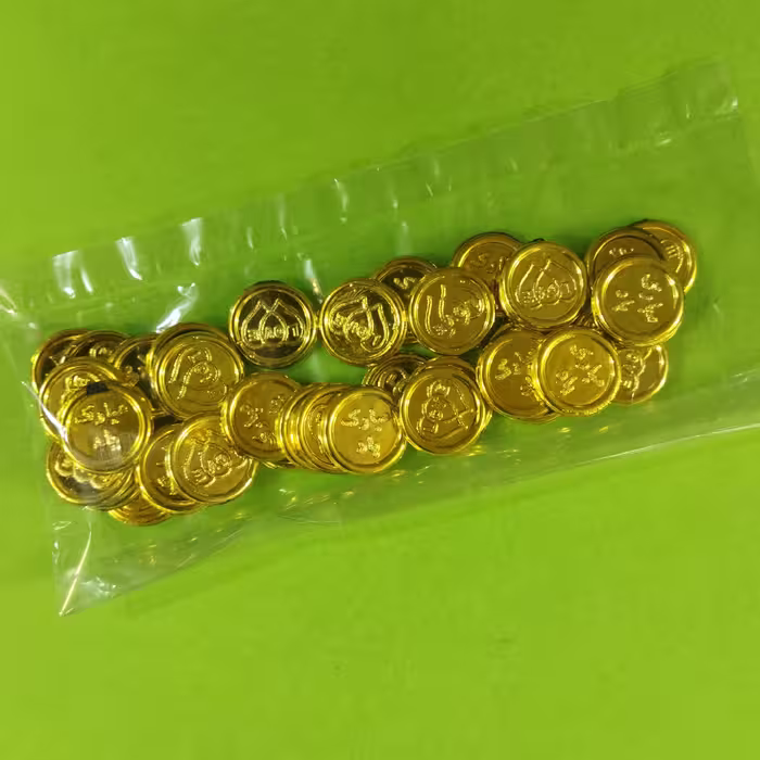 سکه مصنوعی قطر یک سانت با کیفیت عالی با نوشته مبارک باد30عددی