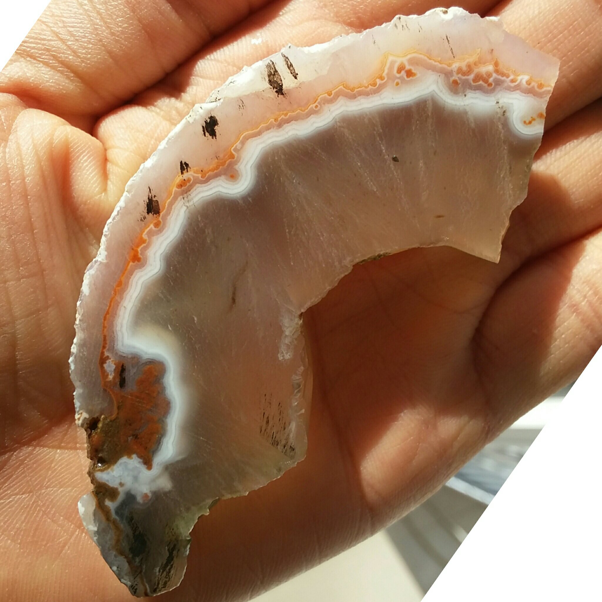 اسلایس سنگ راف عقیق سلیمانی رنگی شکوفه دار محشرررر کاملا طبیعی دو طرفه