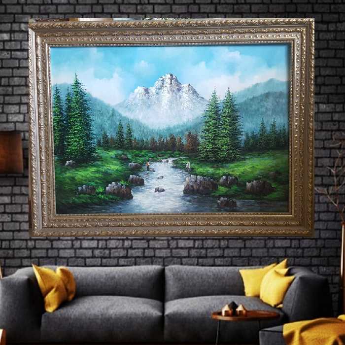 نقاشی منظره رنگ روغن اندازه 70 در 50 