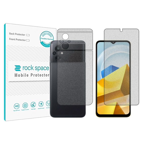 گلس صفحه نمایش و پشت گوشی شیائومی نسخه Poco M5 مدل نانو هیدروژل گیمینگ برند راک اسپیس کدSS