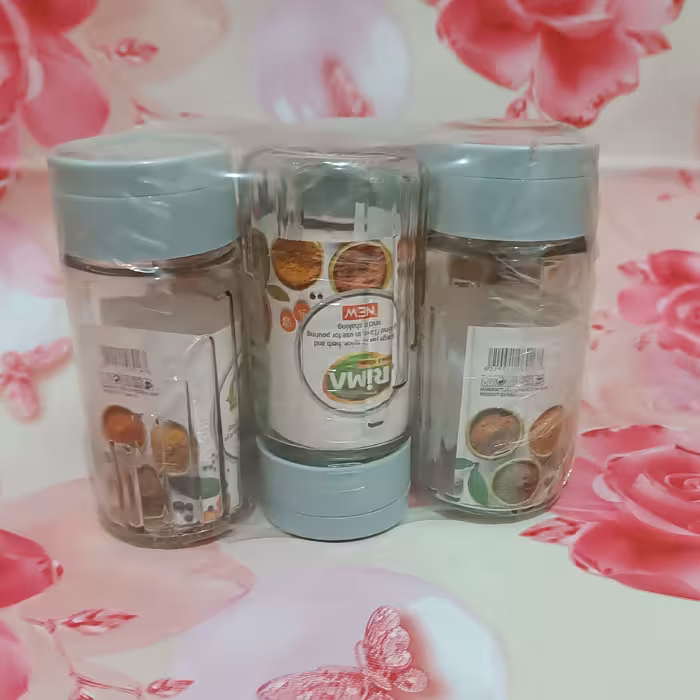 ادویه پاش سه حالته شیشه ای،فروش به صورت 6عددی،رنگ طوسی،ارتفاع11 قطر5