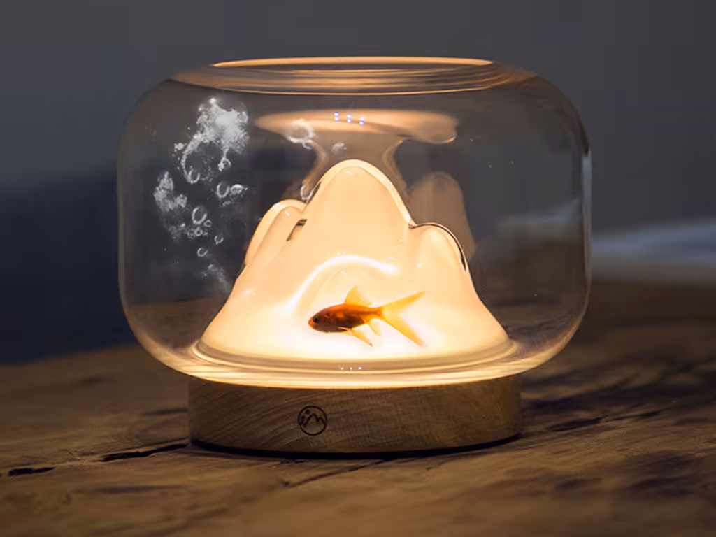 چراغ خواب فانتزی و تنگ ماهی رومیزی شارژی Warm Mountain