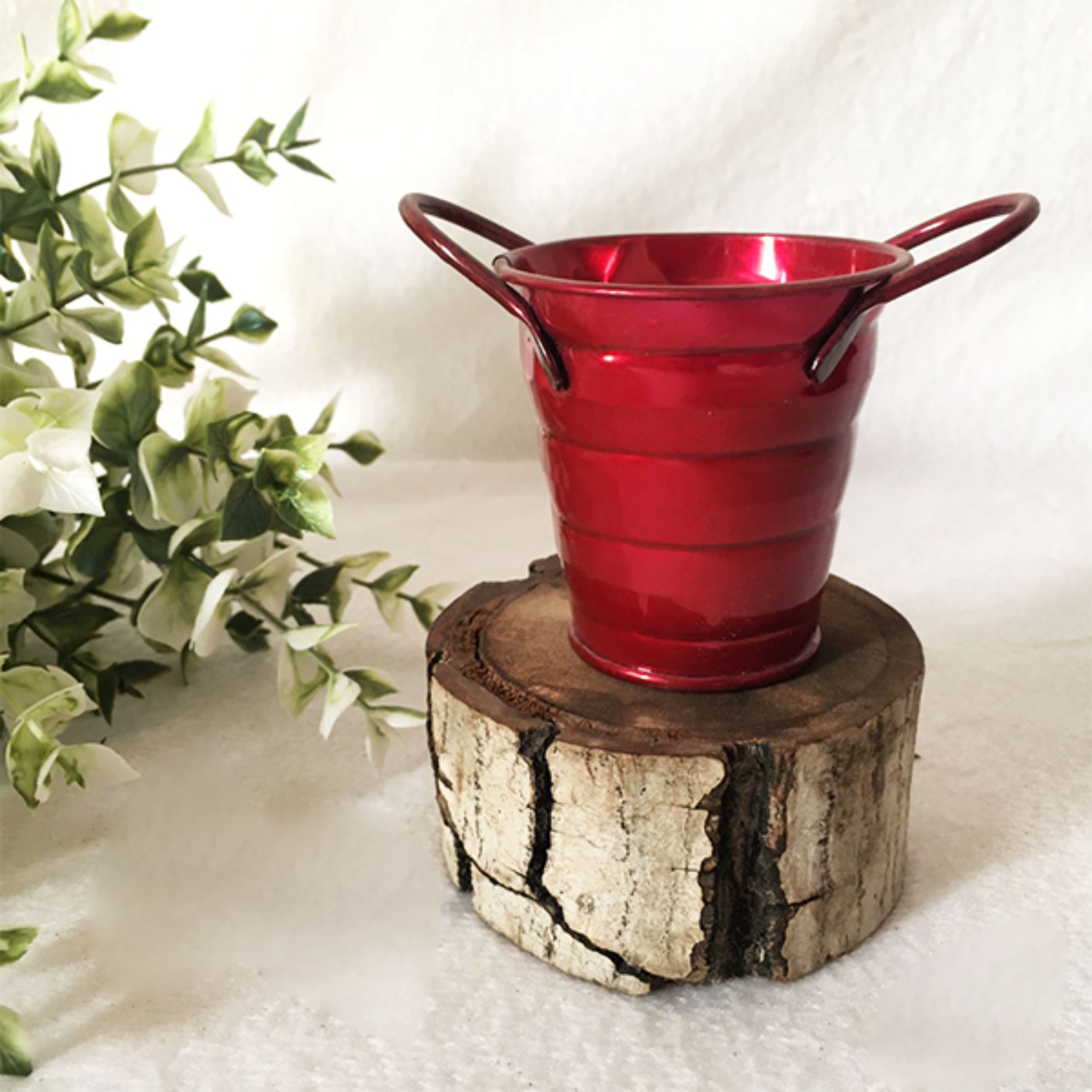 سطل دکوری رنگ زرشکی بسته 2 عددی ارتفاع 6 سانتی متر
