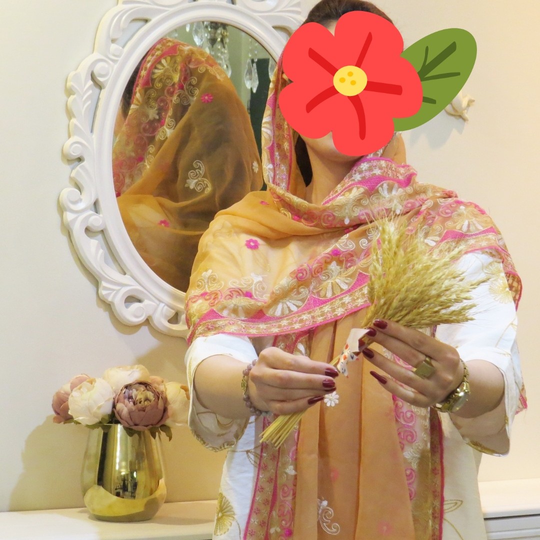 شال کرپ حریر هندی گلدوزی شده