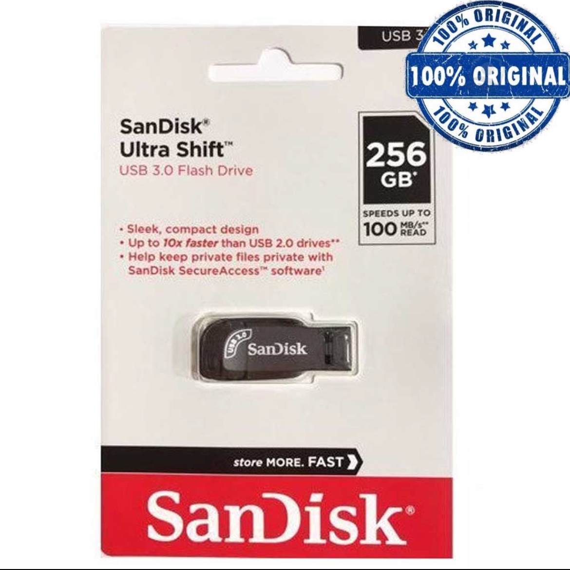 فلش 256 گیگ sandisk مدل shift گارانتی 3 ساله ایران رهجو Usb3.0