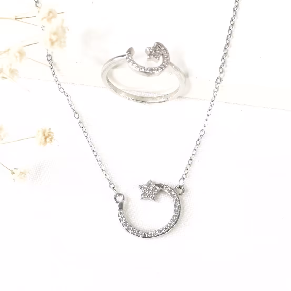 نیمست ماه و ستاره نقره ساخت ایتالیا کد 9631