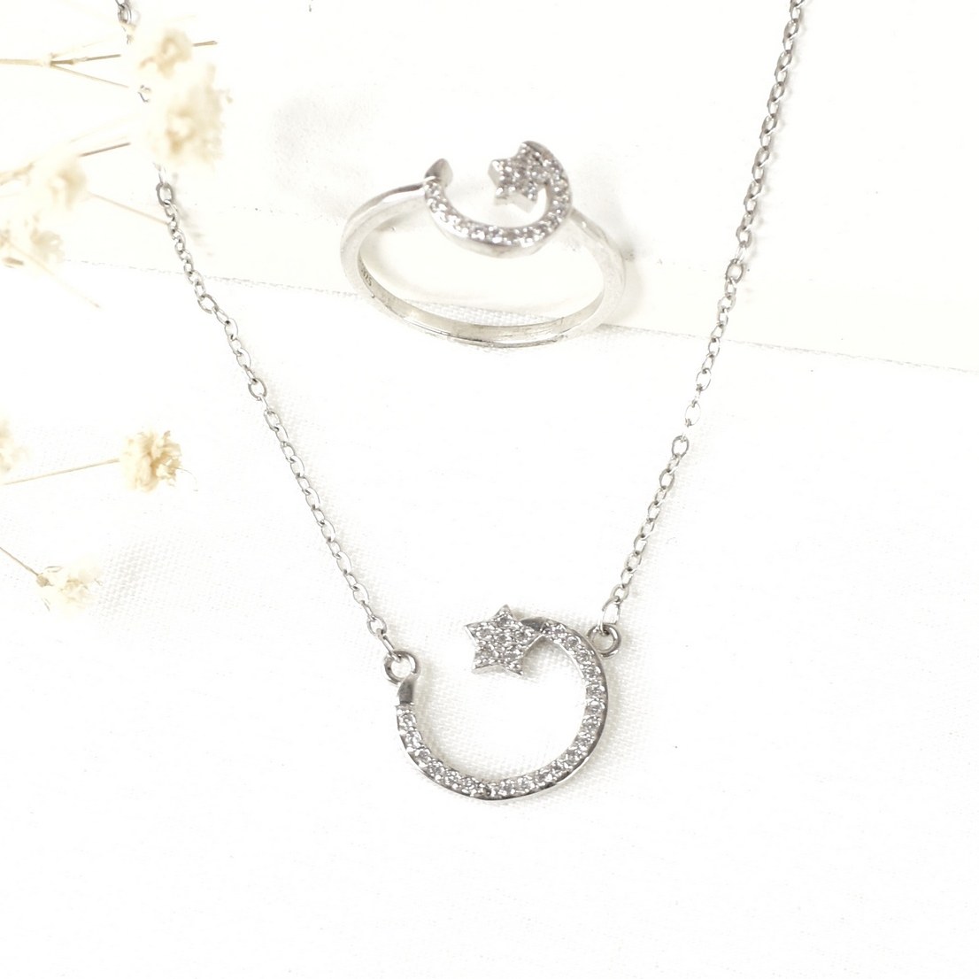 نیمست ماه و ستاره نقره ساخت ایتالیا کد 9631