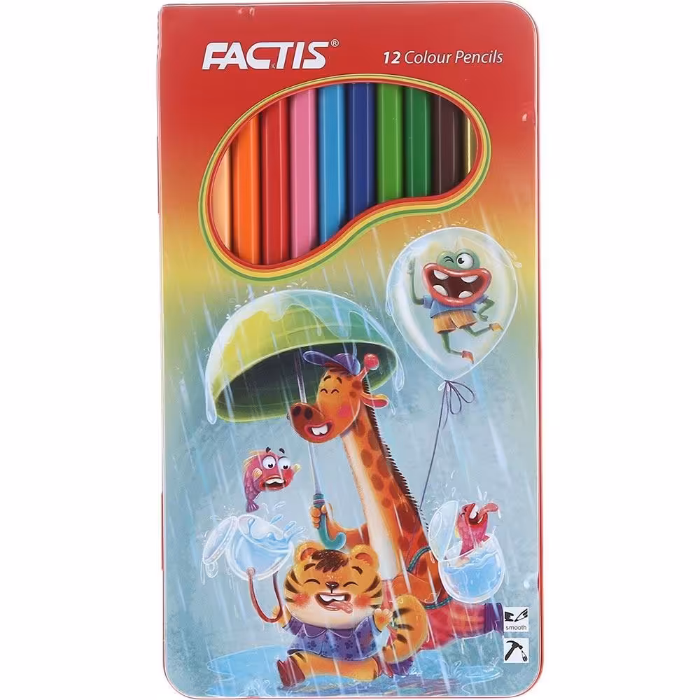 مداد رنگی 12 رنگ فکتیس - جعبه فلزی