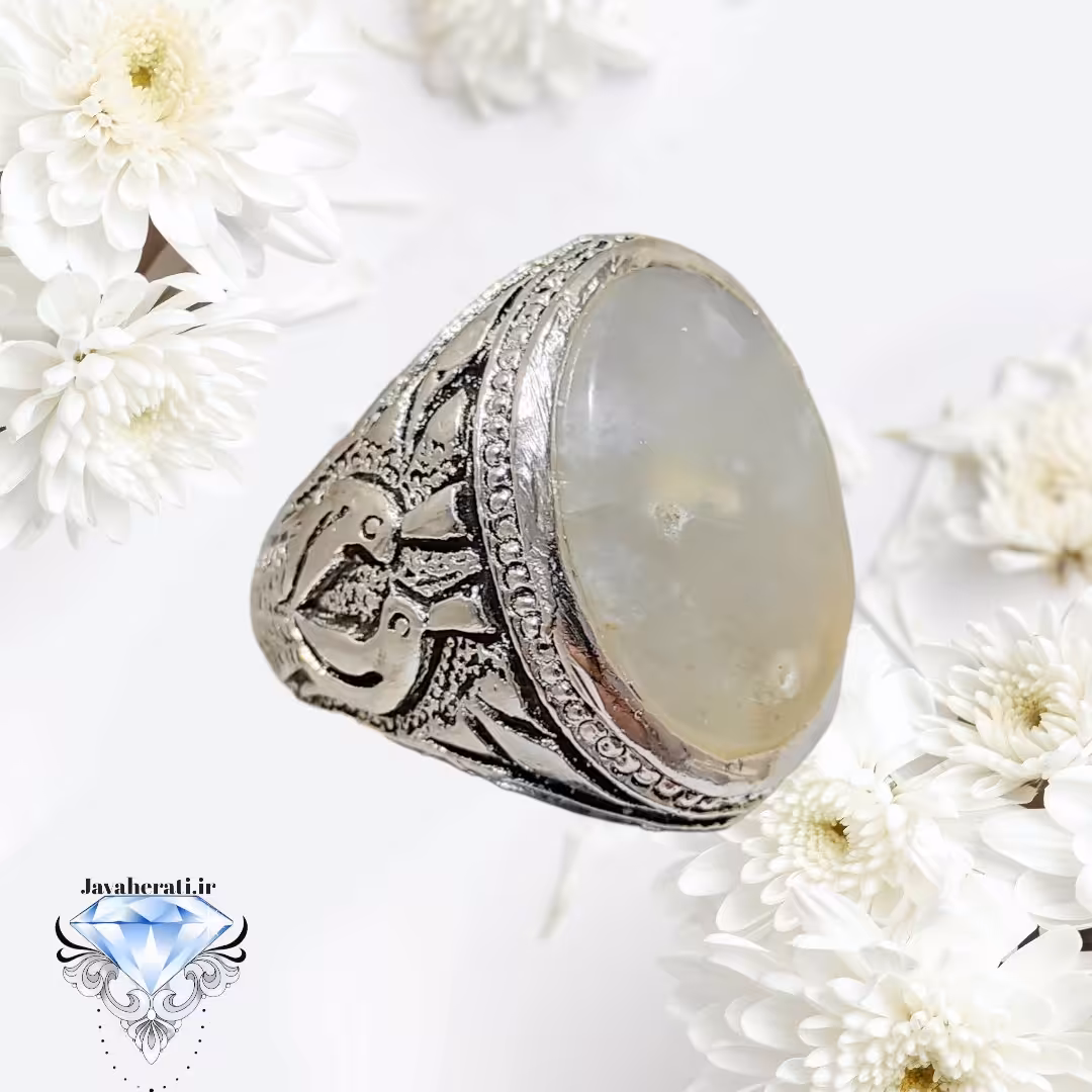 انگشتر عقیق سفیدپاک وآبدار خراسان