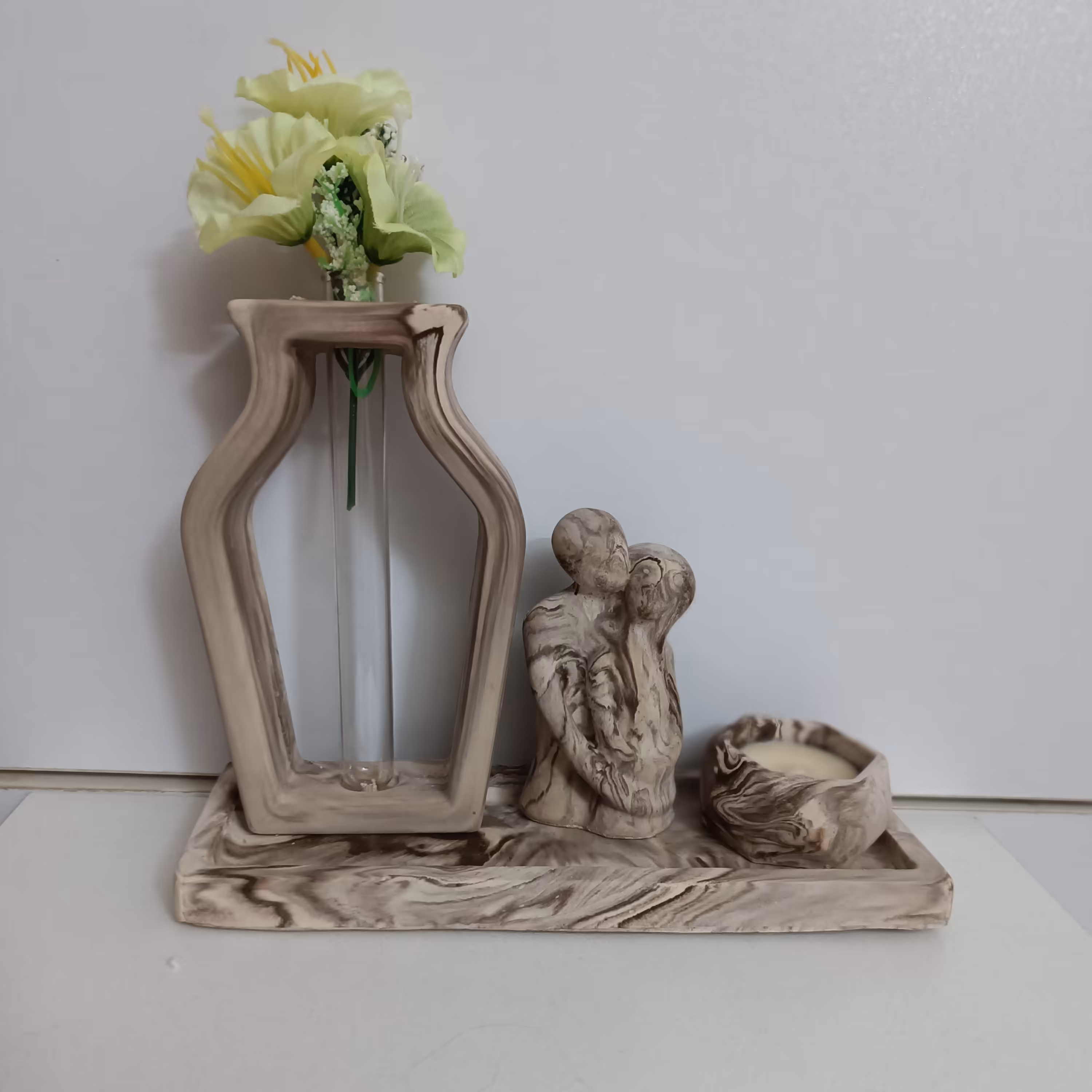 ست  سینی زیبا ابروبادی قهوه ایی کرم