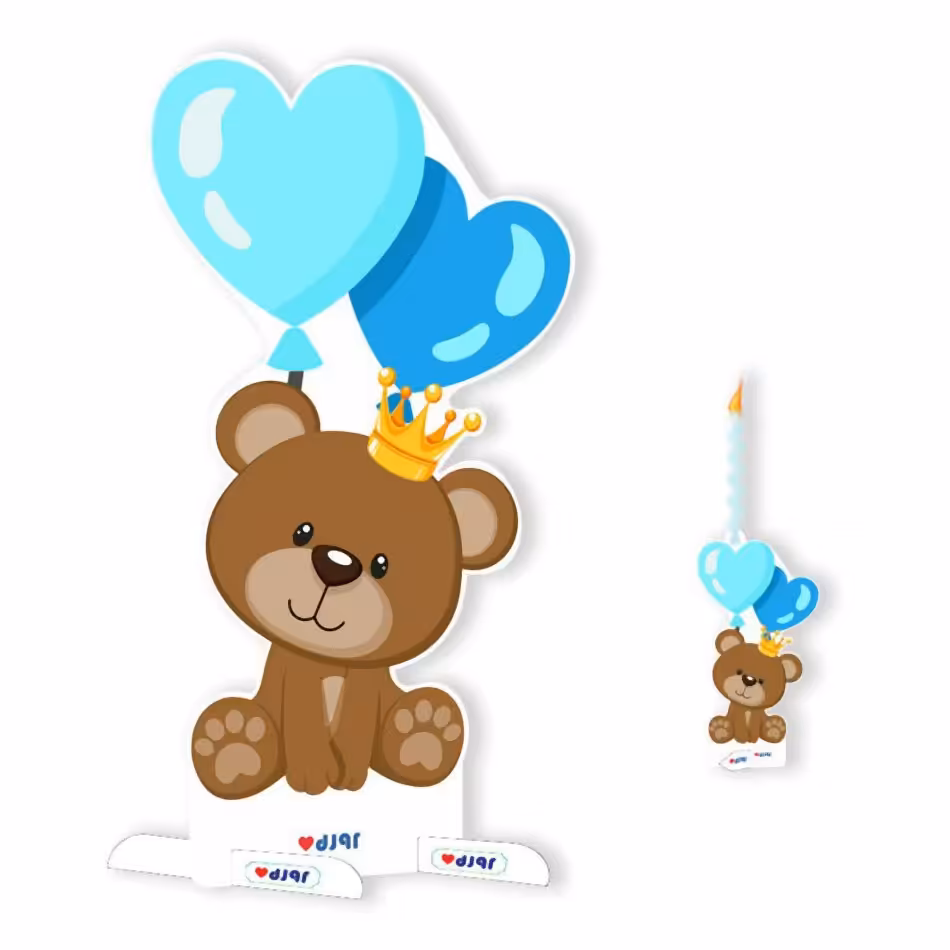 استند رومیزی تزئینی طرح خرس تدی پسر  به همراه شمع