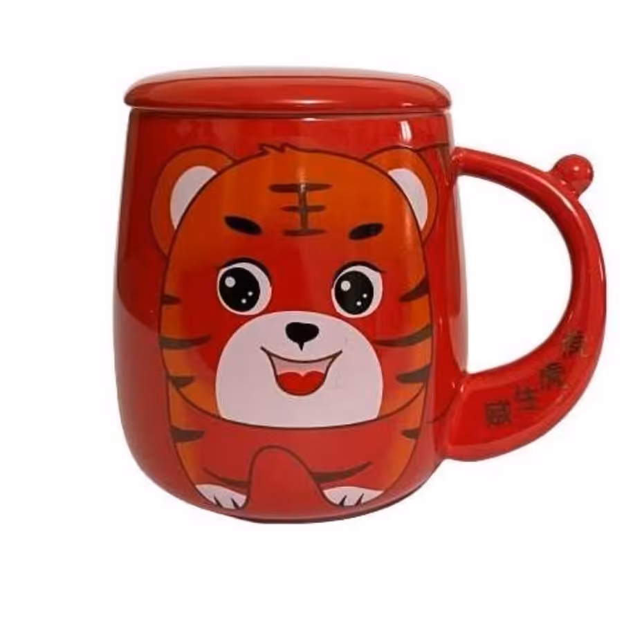 ماگ سرامیکی طرح ببر کد 4 رنگ قرمز