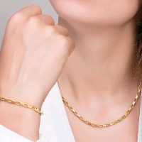 ست گردنبند و دستبند استیل با زنجیر آجری