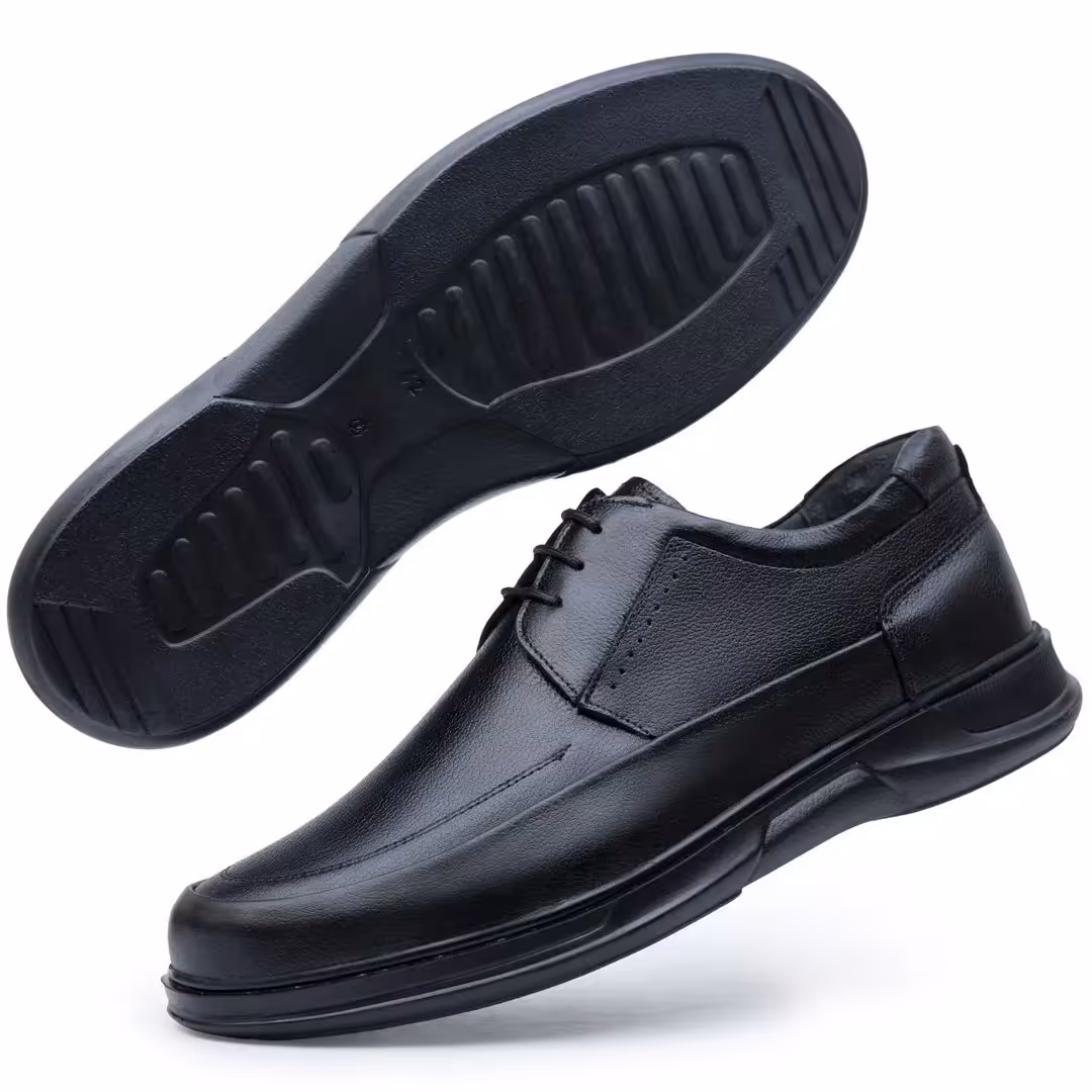 کفش طبی فوق العاده عالی مردانه تمام چرم طبیعی تبریز مدل مازراتی رنگ مشکی سایز 40 الی 45