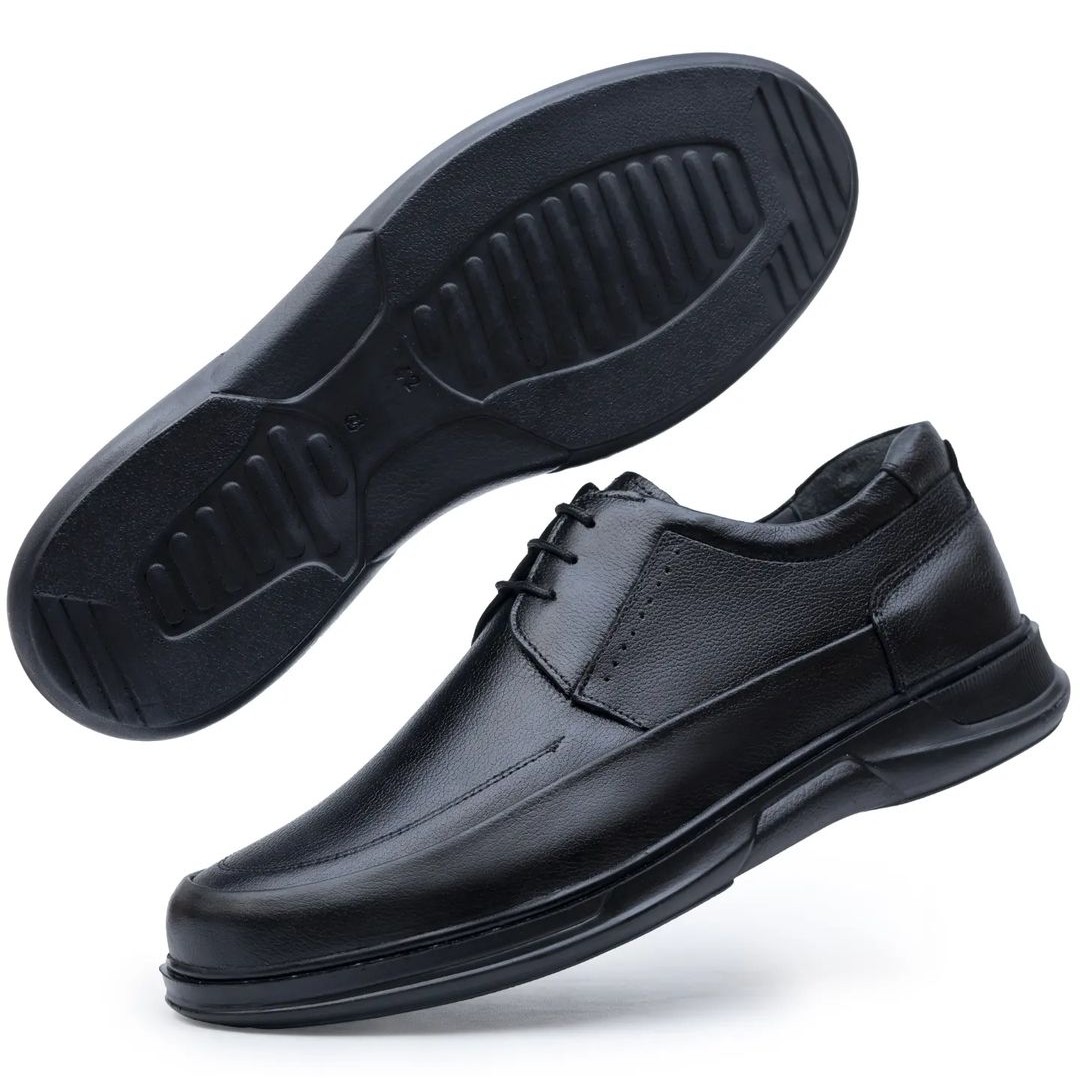 کفش طبی فوق العاده عالی مردانه تمام چرم طبیعی تبریز مدل مازراتی رنگ مشکی سایز 40 الی 45