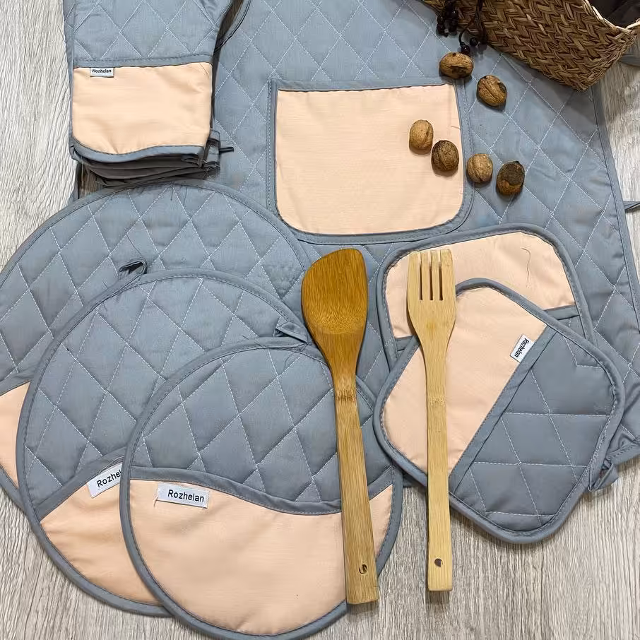 سرویس پارچه ای آشپزخانه 11 تیکه روژلان( کتون نسوز)