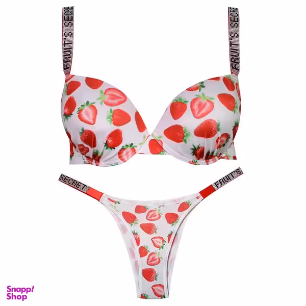 ست شورت و سوتین زنانه ماییلدا مدل فنردار پوش آپ فروتی توت فرنگی کد 4845-2