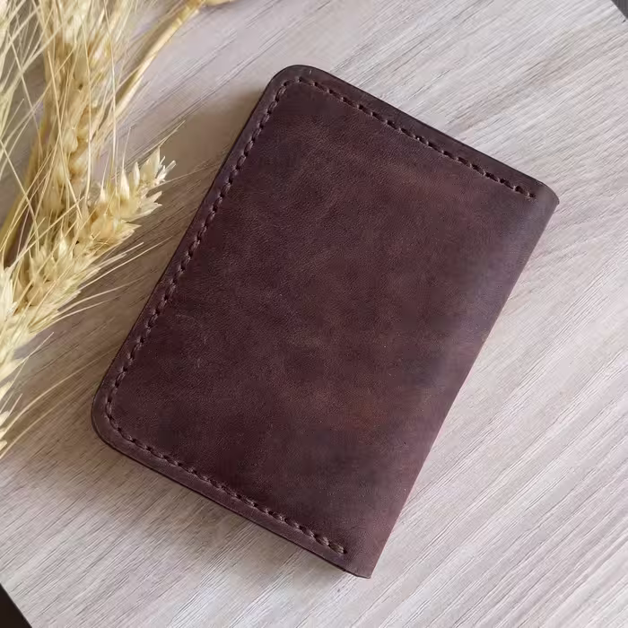 کیف کارت چرم گاوی دست ساز و دست دوز