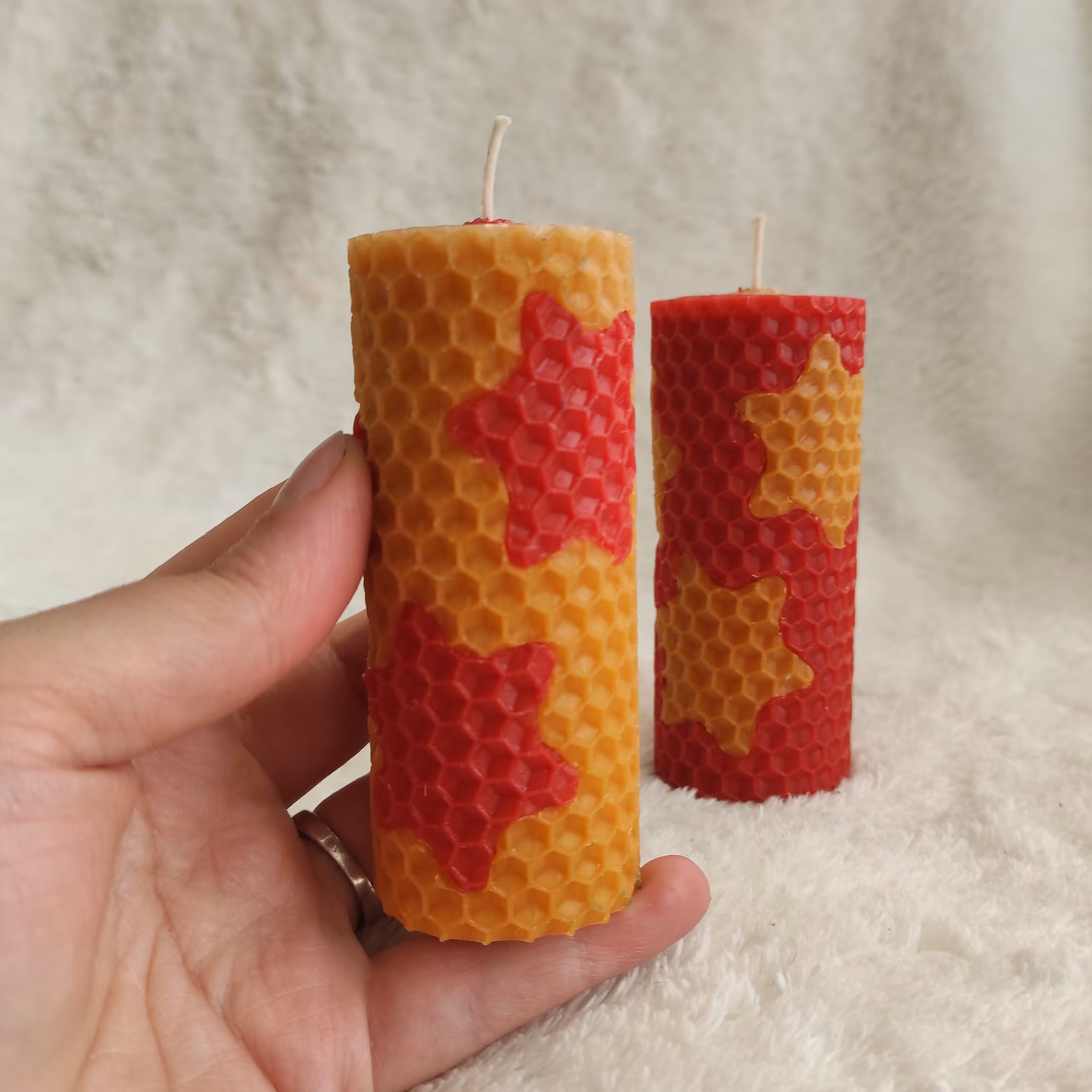 شمع موم عسل طرح دار
