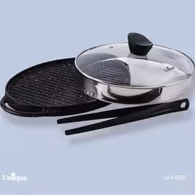 تابه گریل چدن گرد کوچک یونیک سایز 28 بدون چوب کد un-6007