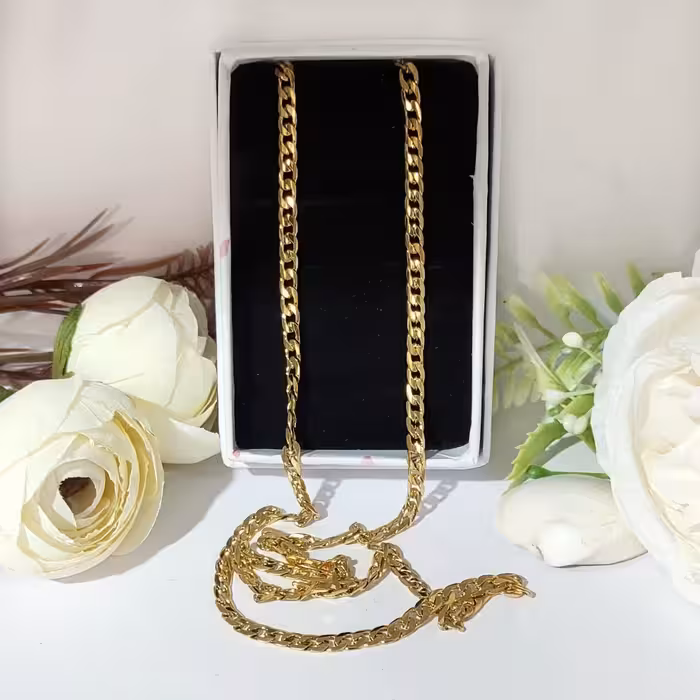 زنجیر کارتیه استیل رنگ ثابت مردانه مشابه طلا